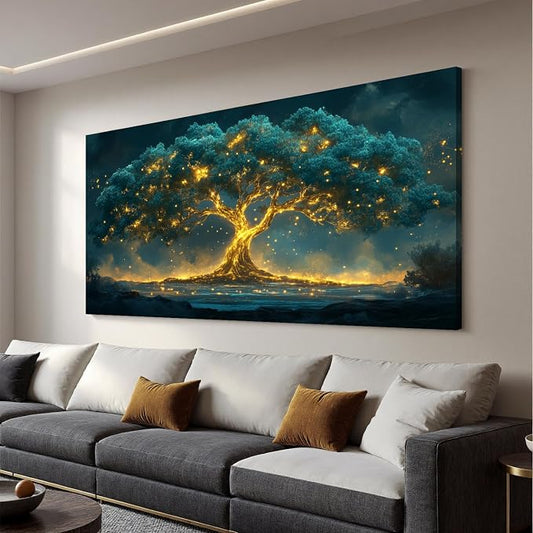 Canvas Wall Art Decor Artwork for Walls Green Gold Wall Art Decor Tree of Life Wall Art for Living Room Tree Wall Decor Art Wall Art Paintings Prints Art Work for Room Home Office Wall Decor 20" X 40"
