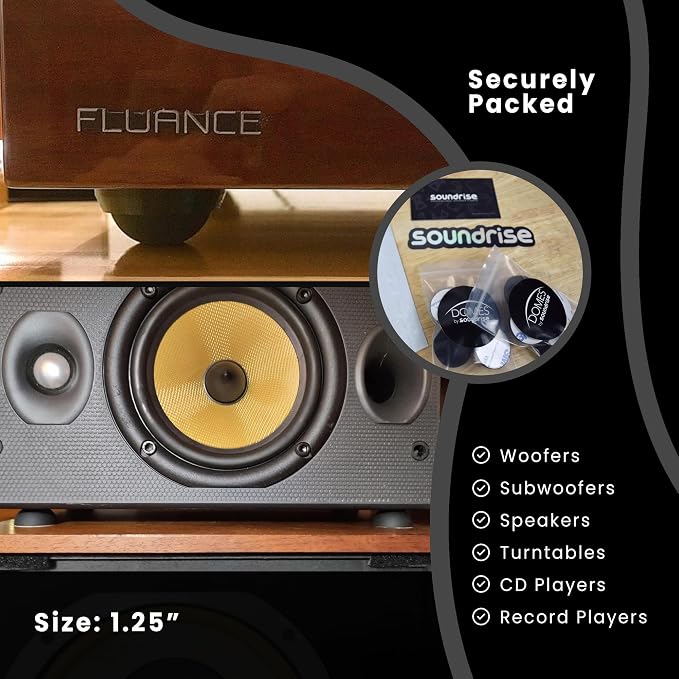Soundrise DOMES Isolation Pads - Sound Dampening & Anti-Vibration Silicone Feet - Audio Isolation Feet for Subwoofers, Speakers & Turntables - Peel & Stick, Durable Class-A Silicone, Non-Slip (8-Pack)