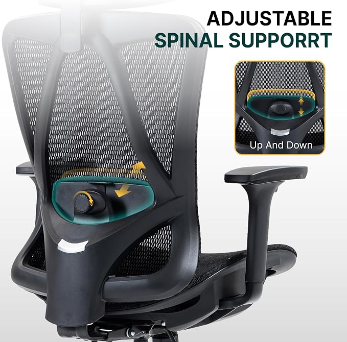 Ergonomic Mesh Office Chair, 3D Adjustable Armrests Desk Chair with 360° Swivel Silent Casters, 90°-120° Reclining Backrest Adjustable Gaming Chair for Home Office