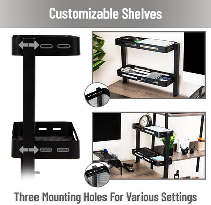 Mind Reader 2-Tier Desk Organizer with Clamp, Accessory Shelf