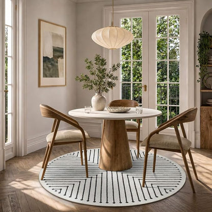 Latte&Fog Round Rug Washable Modern Non Slip Circle Area Rug - Ivory 4ft | For Living Room Bedroom Dining Room Entrance and Hallway, Washable, Non Slip, Modern Style, Low Pile, Ivory 4ft Round