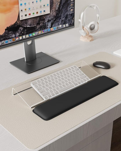 Laborio Computer Keyboard Wrist Rest Stand for Desktop, Keyboard Holder for Easy Typing with Wrist Pad for Office Desk, Home, School (Clear)