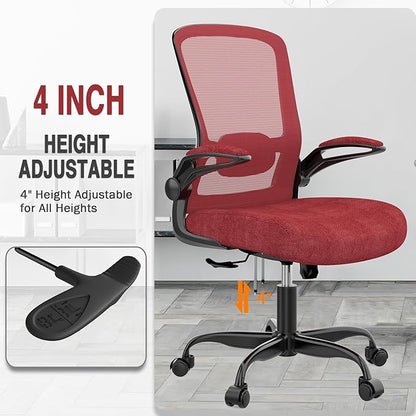 Mimoglad Office Chair, Ergonomic Desk Chair with Adjustable Lumbar Support, High Back Mesh Computer Chair with Flip-up Armrests-Task Chairs, Executive Chair for Home Office