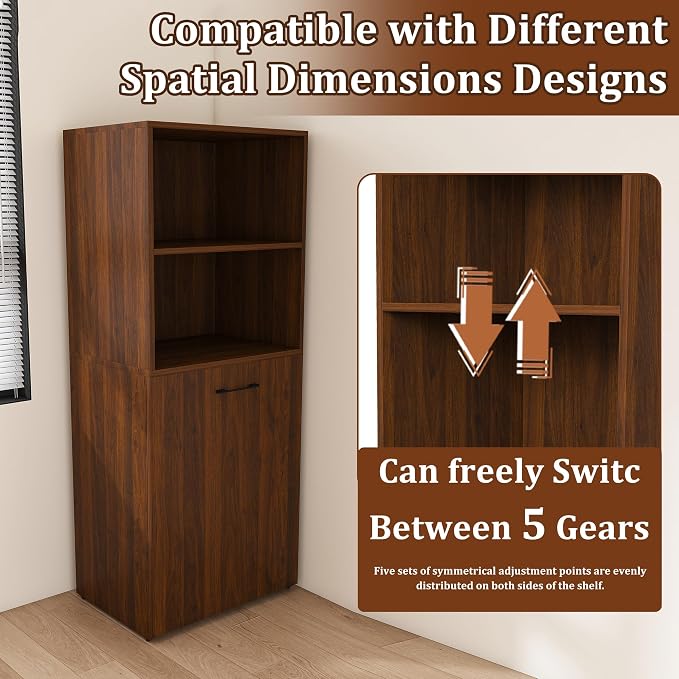 Walnut Murphy Desk with Storage Shelves, Wood Folding Desks for Small Spaces, Expandable Hideaway Computer Desk, Space Saving Pull Out Study Table for Bedroom Apartment (Walnut,)