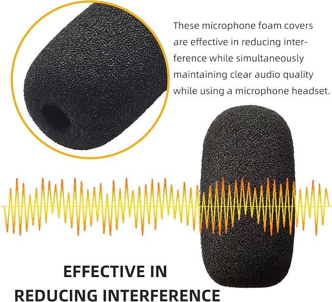 10-Pack Small Foam Windscreens for Lavalier Mics - High-Density Foam Mic Covers for Headset Protection