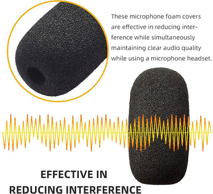 10-Pack Small Foam Windscreens for Lavalier Mics - High-Density Foam Mic Covers for Headset Protection