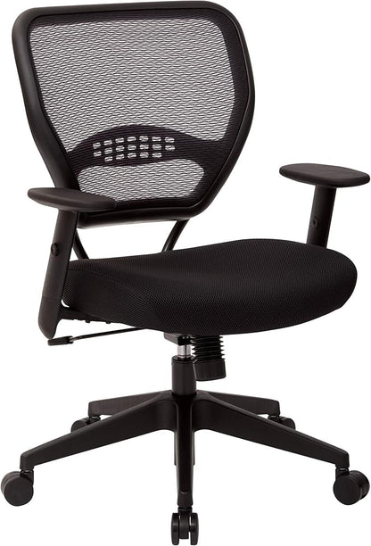 Space Seating 55 Series Professional Dark Air Grid Back Adjustable Office Desk Chair with Built-in Lumbar Support, Black Mesh