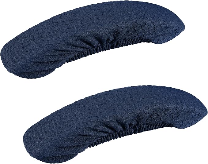 Smiry Stretch Jacquard Office Computer Chair Armrest Covers, 2PCs Removable Washable Anti-dust Desk Chair Arm Pad Covers, Navy Blue