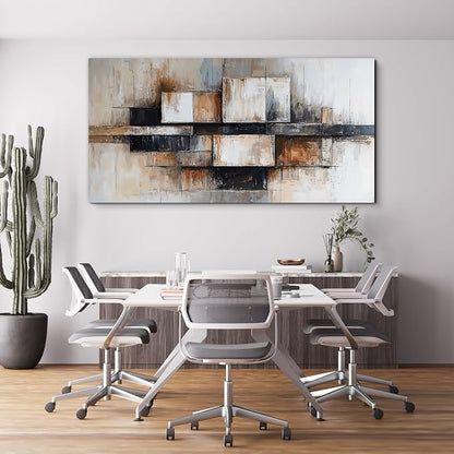Abstract Geometric Canvas Wall Art For Living Room Art Wall Decor Modern Abstract Geometric Beige And Black Wall Art Decorations Canvas Wall Art Prints For Bedroom And Office Wall Decor 20 X 40 Inch
