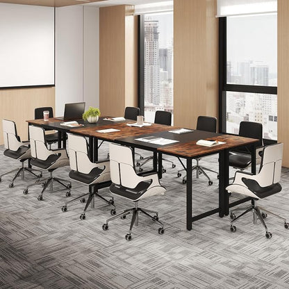 GOFLAME 63” Computer Desk Set of 2, Heavy Duty Metal Frame Laptop Table, Writing PC Table, Rectangle Home Office Desk, Conference Table, Meeting Room, Boardroom Desk, Working Task Desk for Study
