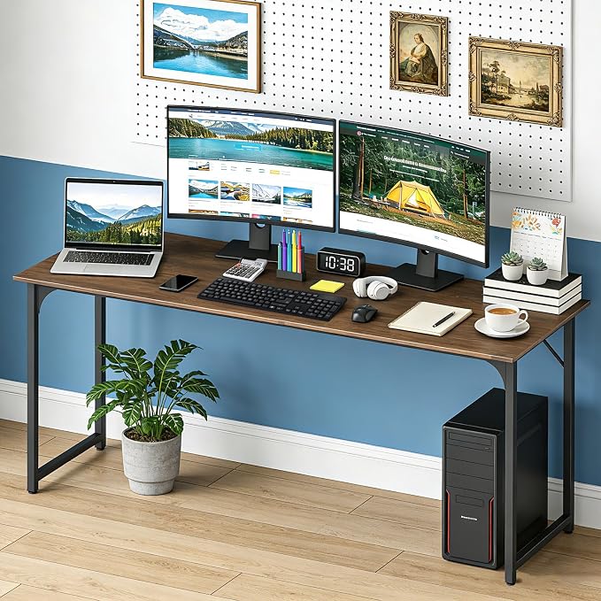 BestOffice Computer Desk,Home Office Desk, Modern Simple Style for Home Office Study Writing (Brown, 63 Inch)