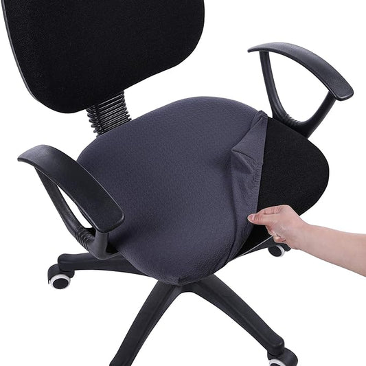 Smiry Stretch Jacquard Office Computer Chair Seat Covers, Removable Washable Anti-dust Desk Chair Seat Cushion Protectors - Dark Grey
