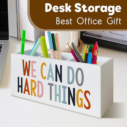 We Can Do Hard Things Pen Holder Pencil Organizer for Classroom Psychologist Office Desk, Inspirational Pen Holder for Speech Therapy Desk Decor