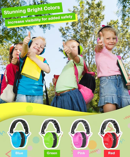 ZOHAN 032 Kids Noise Cancelling Headphones - 25dB NRR Kids Ear Protection, Hearing Protection Safety Ear Muffs for School Monster Truck Fireworks Traveling Studying Concerts Autism - Green