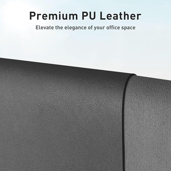 Aothia Faux Leather Desk Mat - Non-Slip PU Leather Desk Blotter, Waterproof Writing Surface, Large Desk Pad for Office & Home (Grey, 55" x 17")