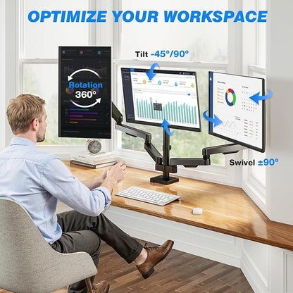 Triple Monitor Desk Mount Stand for 17"-32" Screens, Extra Tall & Long Desk Mount Hold up to 19.8lbs Each, Three Display Arm for Working Gaming with Tilt Swivel Rotation, VESA 75/100mm