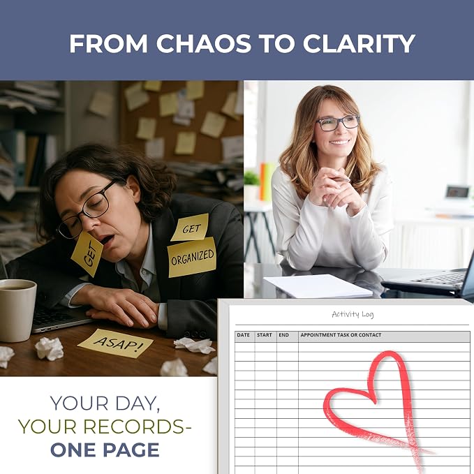 Activity Log Notepads(2 Pack, 50 Pages Each) Pad Planners to List a Task, Action or Contact. A Versatile Work Tool to Track Time & Office Productivity. 8.5 X 5.5, A5 Sheets.