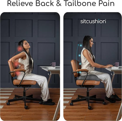 SitCushion Orthopedic Coccyx Cushion for Tailbone Pain Relief, Sciatica and Back Pain – X Large Memory Foam Seat Cushion for Office Chairs, Car – Ergonomic Pillow with Removable Spare Cover (Green)