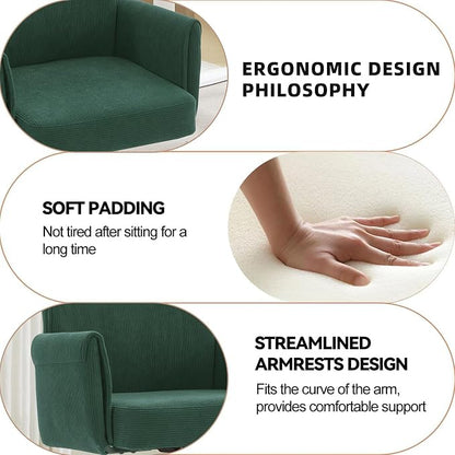 YITAI Stripes Velvet 360°Swivel Desk Chair, Modern Height Adjustable Home Office Armchair with Gold Base and Wheels for Vanity, Comfy Computer Chair for Study Living Room Bedroom（Green）