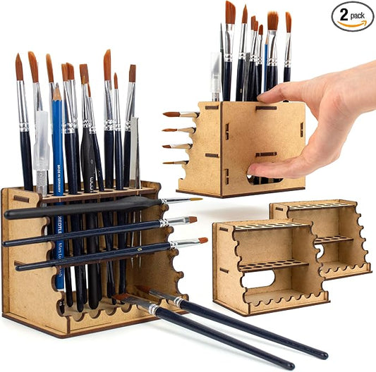 PROSCALE 2x Brush Holder & Tool Organizer for Hobby, Miniatures & Art, Tabletop Paint Station Accessory for Brushes, Hobby Tools and Small Accessories, Clean Desk + Fast Access