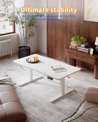YIHAYO One-Piece Low Height Adjustable Desk, Lifts 18.1-28.3 Inches, Electric Standing Desk for Short People, 48 x 24 Inches Computer Table with Splice Board for Home Office, White