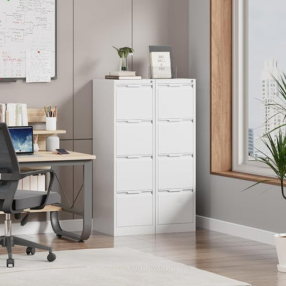 4 Drawer File Cabinet with Lock, Filing Cabinets for Home Office | Tall File Cabinet, Lockable File Cabinet, Metal File Cabinet for Letter/Legal/A4/F4 Size, Assemble Required
