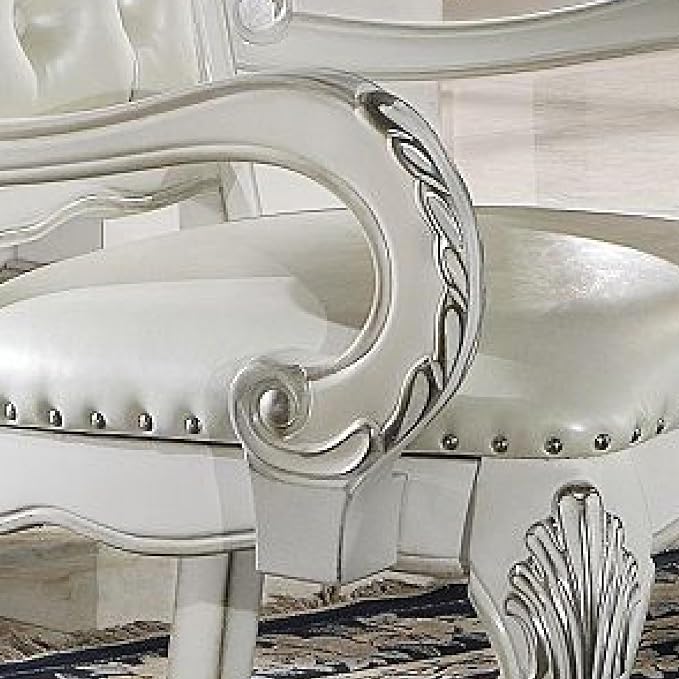 Acme Furniture Dresden Synthetic Leather Upholstered Executive Office Chair, Bone White