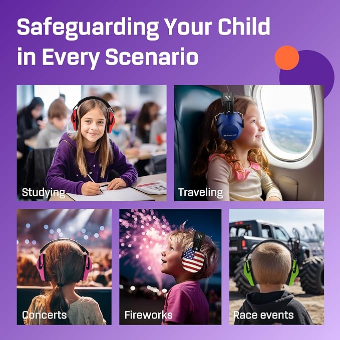 Vanderfields Hearing Protection Ear Muffs - Over 31 dB (2K Hz) Broad Noise Cancelling Sound Reduction Earmuffs for Kids 3-12