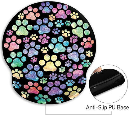 Ergonomic Mouse Pad with Wrist Support, Mouse Pad with Wrist Rest, Gaming Mousepad with Non-Slip Pain Relief PU Base, Cute Dog Paw Mouse Pad for Desk Accessories Office Supplies Decor