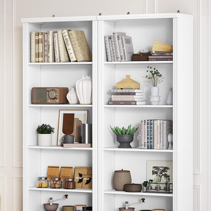 Thacuok White Bookshelf, 75" Tall Bookcase, 6 Tier Adjustable Storage Shelves, Book Shelf with Anti-Tipping Device, Floor Standing Modern Display Rack for Living Room, Bedroom, Office