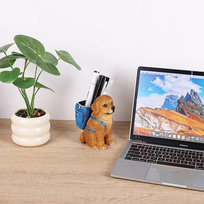 SHENGTIAN Golden Retriever Decor, Figurine & Statue, Dog Pen Holder, Puppy Pencil Holder, Pen Holder for Desk, Desk Accessories, Gifts for Golden Retriever Lovers, Cute Novelty Animal Pen Organizer