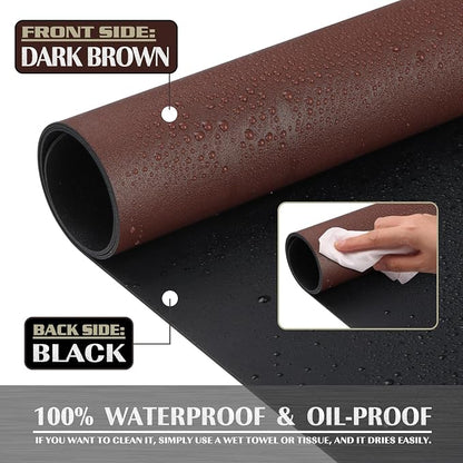 K KNODEL Large Office Leather Desk Mat, Mouse and Keyboard Pad, Computer and Laptop Mat, Desktop Protector and Cover, Writing Pad and Blotter (35.4"x17", Dark Brown)