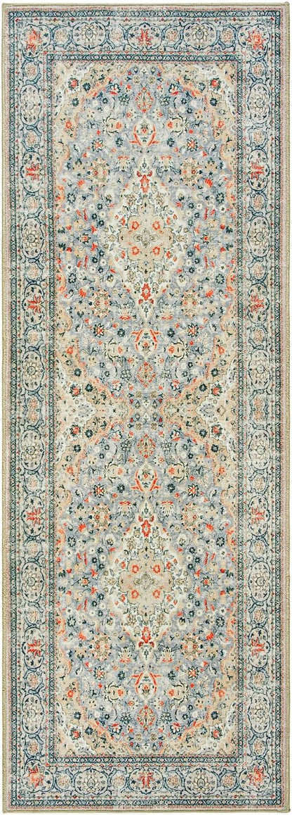 Goideal Washable Runner Rug 2x6, Beige Rugs Non Slip, Indoor Low Pile Carpet with Rubber Backing for Hallway Kitchen Bathroom Entryway Bedroom