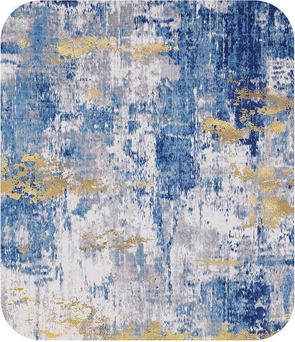 RELEANY Washable Area Rugs7'x9' Non-Slip Modern Abstract Soft for Living Room Entryway Bedroom Kitchen, Print Pattern, Grey Blue Gold/Golden