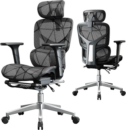 Office Chair with 3D Adjustable Lumbar Support,Ergonomic Computer Chair,Adjustable Headrest and Armrests, 400lbs Capacity,Tilt-Swivel,Premium Mesh Desk Chair for Office,Home & Gaming (Black)