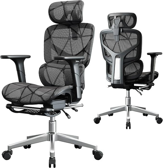 Office Chair with 3D Adjustable Lumbar Support,Ergonomic Computer Chair,Adjustable Headrest and Armrests, 400lbs Capacity,Tilt-Swivel,Premium Mesh Desk Chair for Office,Home & Gaming (Black)