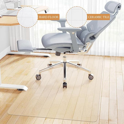 KMAT Office Chair Mat,Easy Glide Hard Wood Tile Floor Mats, Clear Desk Chair Mat for Home Office Rolling Chair,Heavy Duty Floor Protector -Anti-Slip-35 x55 Rectangular