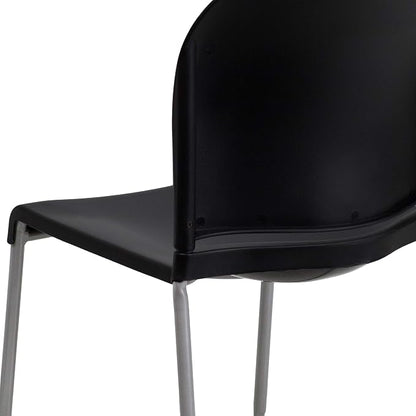 Flash Furniture Hercules Series Contoured Stacking Chairs for Waiting Rooms and Offices, Ergonomic Lobby Chairs with Curved Back, Set of 5, Black