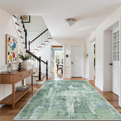 Valenrug Area Rugs 9x12 Living Room - Stain Resistant 9x12 Area Rugs for Living Room, Non Slip Backing Abstract Rugs for Bedroom, Folable Machine Washable Rugs(9'x12', Sage Green)