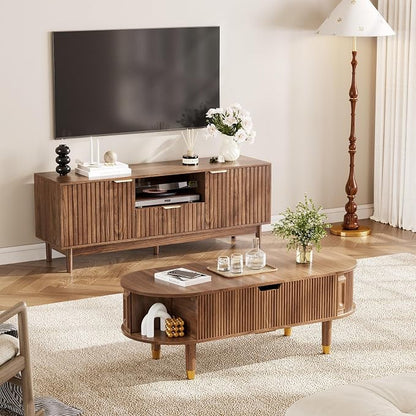 TV Stand and Coffee Table Set of 2, Lift Top Coffee Table with Storage, TV Console Table Living Room Table Sets for Living Room, Bedroom, Home Office, Walnut