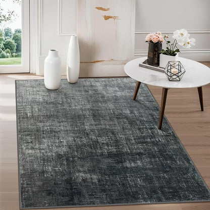 Lahome 3x5 Black Rugs for Entryway,Boho Kitchen Rugs Non Slip Washable,Modern Abstract Ombre Small Soft Low-Pile Indoor Floor Carpet for Bathroom Bedroom(3'x5',Black and White)