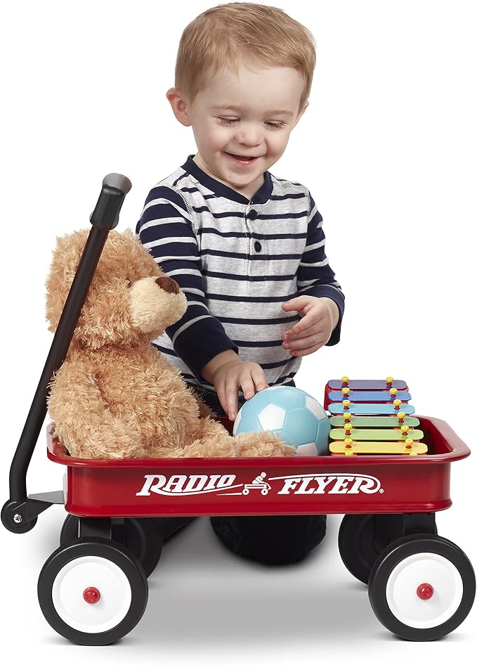 Radio Flyer Mini Classic Red Wagon for Kids, 16.5" Toy Wagon For Kids Aged 1.5+, Play-Size Version of the Classic, Durable Rolling Wheels & Steel Body, Working Handle, For Toys, Crafts & Gift Displays