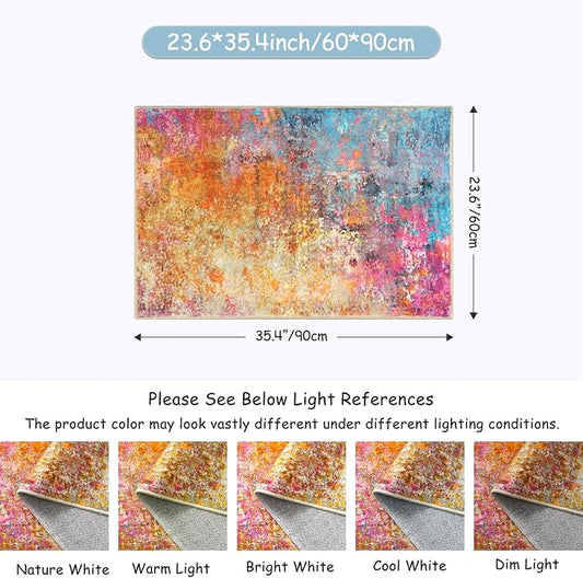 Lahome Modern Abstract Area Rug - 2x3 Small Kitchen Rug Washable Rugs for Entryway Colorful Bathroom Rug Non Slip, Rainbow Contemporary Front Indoor Doormat Floor Throw Carpet for Bedroom