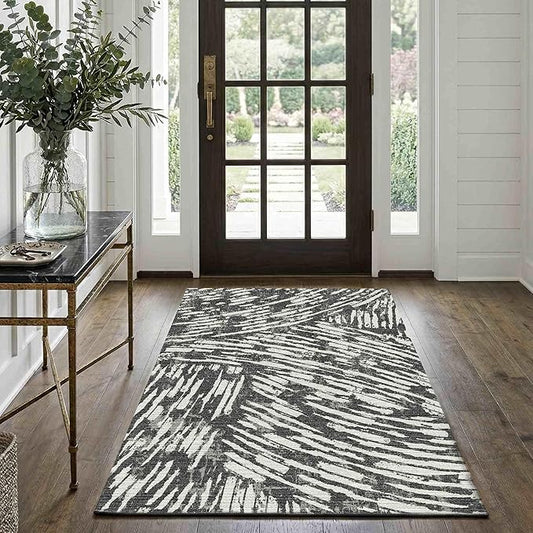 Latte&Fog 3x5 Entryway Rug, Modern Abstract Washable Area Rug, Boho Non Slip Low Pile Indoor Throw Carpet for Bedroom Bedside, Kitchen, Entry and Living Room