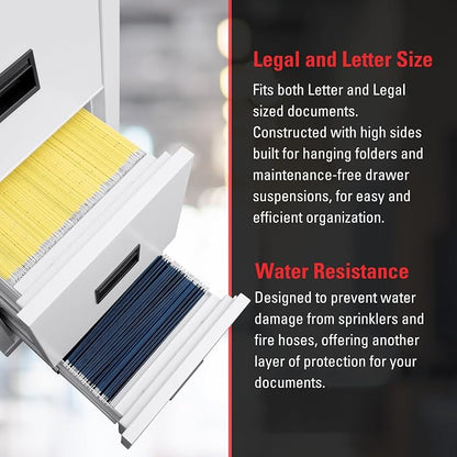 FireKing Turtle Vertical 4 Drawer Legal and Letter Fire Safe File Cabinet with Key Lock, 1 Hour Fire Rated, UL Rated & Water Resistant Home Safe, Filing Cabinet, Made in the USA, Parchment