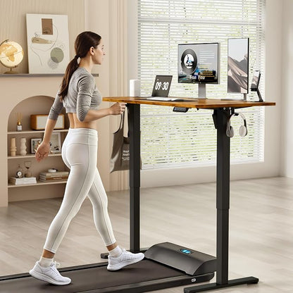 YESHOMY Height Adjustable Electric Standing Desk, 55 x 24 Inches Memory Home Office Sit Stand up Desk with Phone Holder and USB Charging Port, Rustic Brown