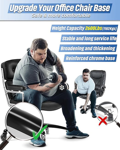 Sytopia 28" Heavy-Duty Office Chair Base Replacement with Wheels (Set of 5), Metal Base with Casters, Total Height: 7.5" (18.9 cm), Compatible with 2" Gas Cylinder