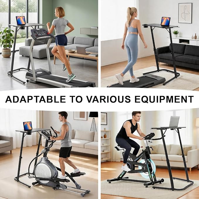 Stepwaver Treadmill Desk, Small Standing Desk for Walking Pad, 30-47 Inch Adjustable Height Walking Pad Stand for Treadmill, Portable Standing Table for Bike - Black