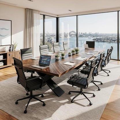 Okeysen Office Desk Chair Conference Room Chairs Modern Ergonomic Executive Swivel Chair Adjustable Height PU Leather Home Desk Chairs with Armrests Comfy Computer Task Chairs with Wheels (Black)