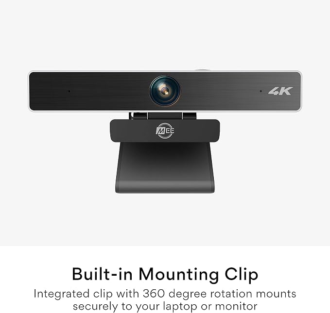 MEE Audio C11Z 4K Ultra HD Webcam with ANC Microphones, 4X Digital Zoom, Low Light Correction, Wide Angle Lens and Privacy Cover for Zoom Video Conferencing on Computer PC Mac Laptop Desktop